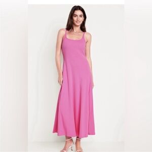 Cotton Ribbed fit and flare maxi dress